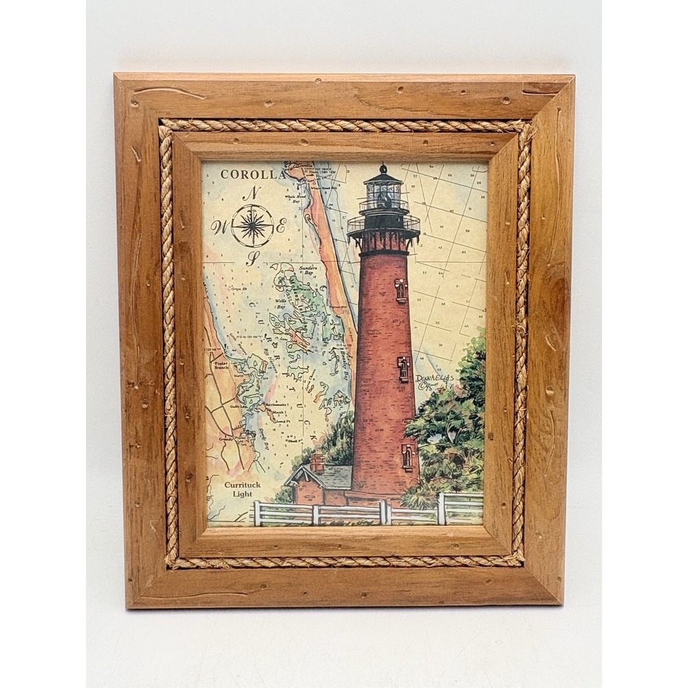 Donna Elias Currituck Beach Lighthouse Framed Print 1995 Corolla NC Coastal Art